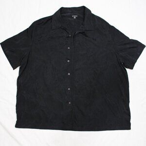 George Mens 3XL Black Hawaiian Print Short Sleeve Buttondown Shirt Tropical